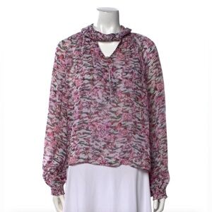 IRO Paris Vibrancy Floral Bow Tie Blouse Size S